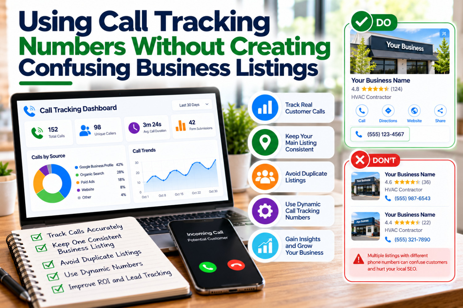 Using Call Tracking Numbers Without Creating Confusing Business Listings
